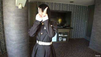 Cosplay 18 years old. Unknowingly, the rubber was removed and vaginal cum shot was made with the demon corps costume